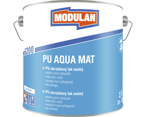 Barevný lak Modulan PU Aqua Mat matný RAL9010 Bílá 2,5 l
