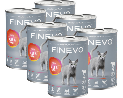 Konzerva pro kočky FINEVO Vitality hovězí a králík 1 balení 6 x 400 g Konzerva pro kočky FINEVO Vitality hovězí a králík 1 balení 6 x 400 g