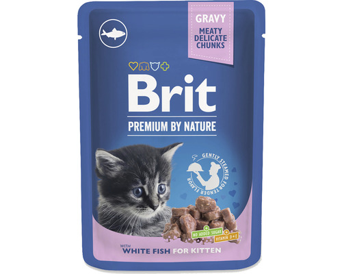 Kapsička pro koťata Brit Premium by Nature Chunks with White Fish in Gravy for Kittens 100 g