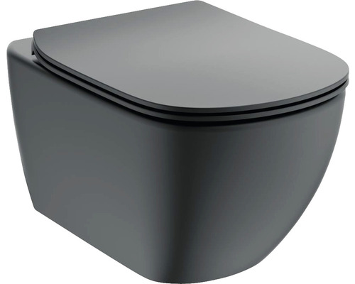 Závěsné WC Ideal Standard Tesi černé se sedátkem AQUABLADE T3546V3
