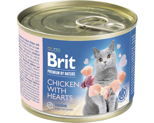 Konzerva pro kočky Brit Premium by Nature Chicken with Hearts 200 g