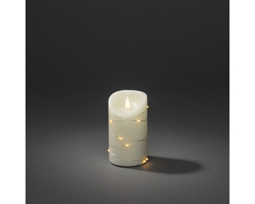 LED svíčka z pravého vosku 7,5 x 13,5 cm Konstsmide krémová na baterie, jantarové světlo