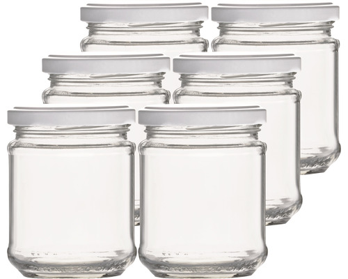 Zavařovací sklenice se šroubovacím bílým víčkem 212 ml 6 ks