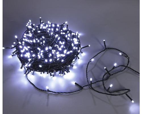 Světelný řetěz Lafiora 360 LED s časovačem a stmívačem, zelený kabel, bílé světlo