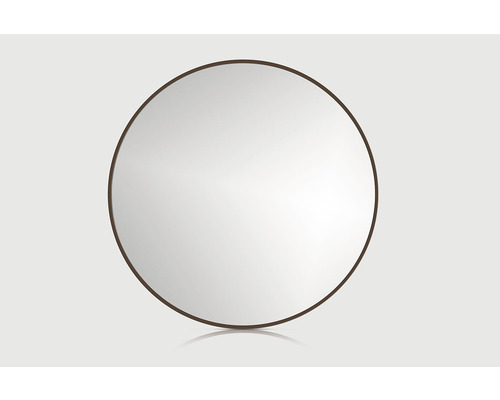 Zrcadlo do koupelny průměr 40 cm hnědý ram-0