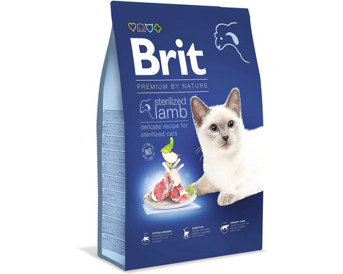 Granule pro kočky Brit Premium by Nature Cat Sterilized Lamb 8 kg jehněčí