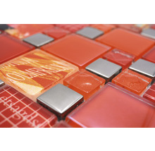 Skleněná mozaika XCM MC579 29,8x29,8 cm stříbrná/červená-thumb-1