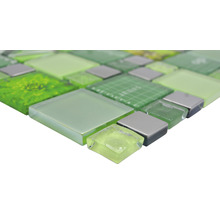 Skleněná mozaika XCM MC559 29,8x29,8 cm stříbrná/zelená-thumb-2