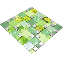 Skleněná mozaika XCM MC559 29,8x29,8 cm stříbrná/zelená-thumb-1
