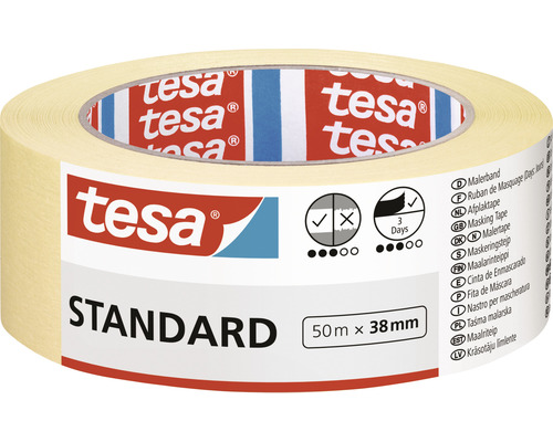 Maskovací páska Tesa standard, odstranění do 2 dnů, 50 m x 38 mm, smetanová