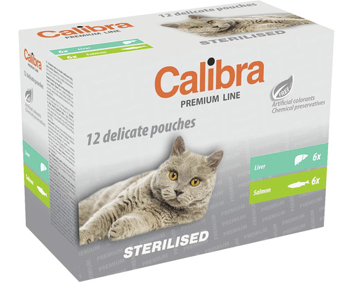 Kapsičky pro kastrované kočky Calibra Cat Premium Sterilised multipack 12 x 100 g