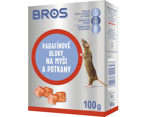 Parafínové bloky na myši a potkany BROS 100 g