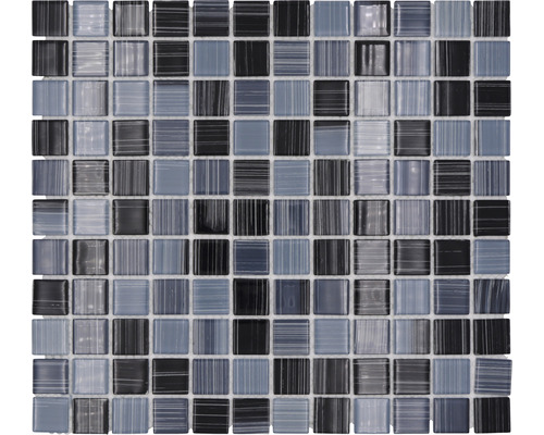 Skleněná mozaika šrafovaná černo - bílá 30,5x32,5 cm tloušťka 4 mm
