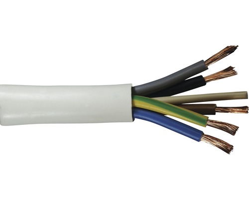 Silový kabel H05 VV-F 5G2,5 mm² bílá, metrážové zboží