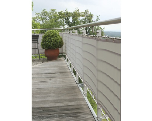 Balkonová zástěna, PES, omyvatelná, stříbrno-šedá 0,9x3m-0