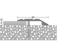 ALU ukončovací profil, stříbrný, 1m 30mm; šroubovací (předvrtaný)-thumb-1