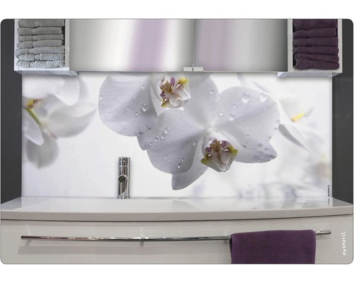 Koupelnová zádní stěna mySPOTTI aqua orchid 90x45 cm