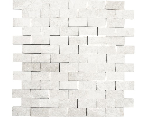 Mozaika z přírodního kamene cihla Splitface Boticino bílá 29x30,5 cm-0