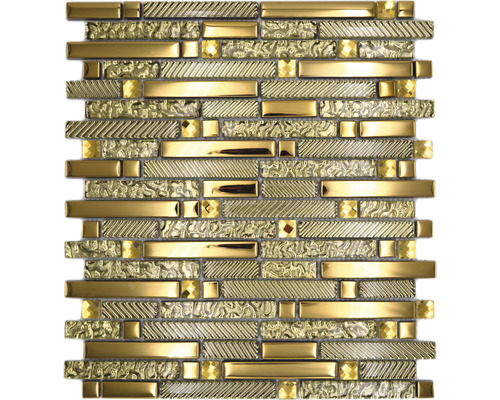 Skleněná mozaika s kovem Crystal XCM GV918 29,8x33,8 cm zlatá