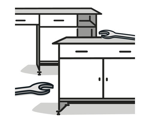Montáž Küpper pracovních stolů se šířkou 240cm nebo skříně-0