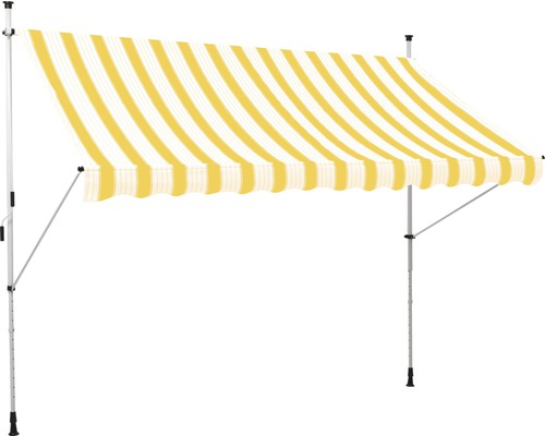 Upínací markýza (balkonová markýza) 2,5x1,5 látka žlutě / bíle proužkovaná (stavební sada)-0