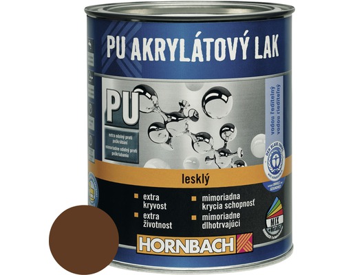 Barevný lak Hornbach PU akrylátový na vodní bázi 0,75 l ořechově hnědá lesk-0