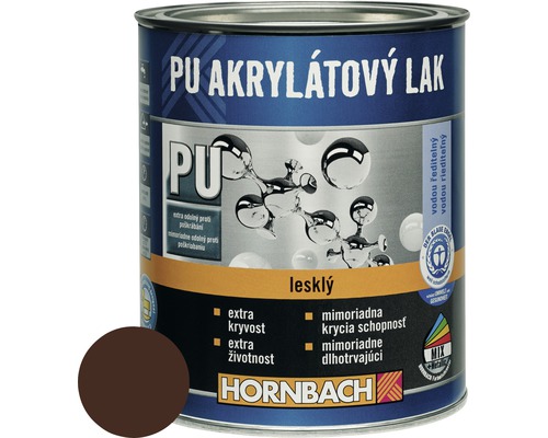 Barevný lak Hornbach PU akrylátový na vodní bázi 0,375 l čokoládově hnědá lesk-0
