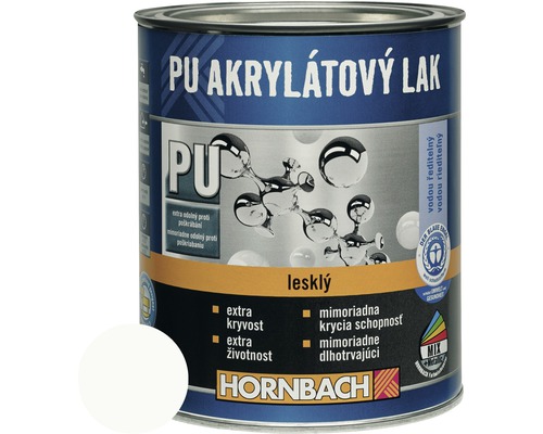 Barevný lak Hornbach PU akrylátový na vodní bázi 0,375 l barytově bílá lesk-0
