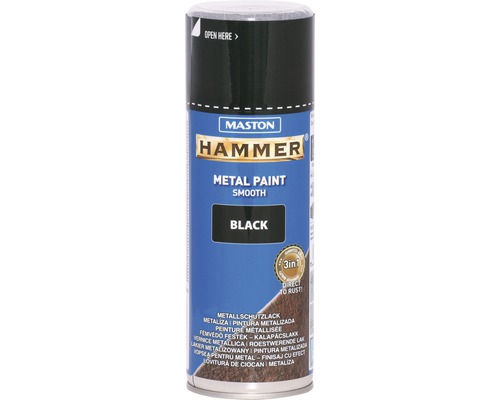 Barva ve spreji 400ml černá hladká Metall-Hammer