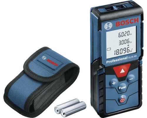 Laserový dálkoměr Bosch Professional GLM 40 včetně 2 x baterií (AAA) a sady příslušenství