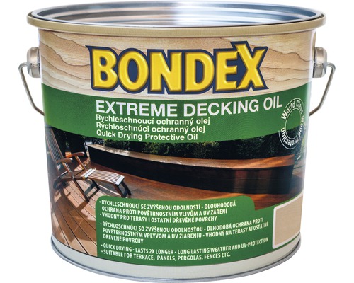 Olej na dřevo Bondex Extreme Decking Oil ochranný, rychleschnoucí 2,5L